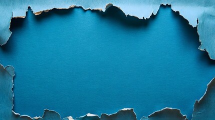 Torn Blue Paper Reveals Inner Blue Surface