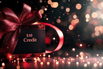 A moody, dark voucher design with sharp edges, red and black tones, and a mysterious aura offering &acirc;&euro;&oelig;$10 Credit&acirc;&euro;