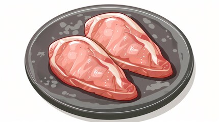 Slate Plate with Raw Chicken Breasts on White Background - High-Quality Stock Photo