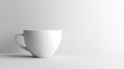 Blank white ceramic coffee cup mockup isolated on a solid light gray background