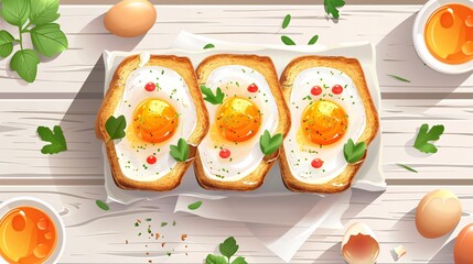 Delicious Scrambled Egg Sandwiches on Wooden Table