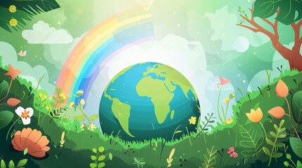 Happy Earth Day Greeting Card Vector Illustration