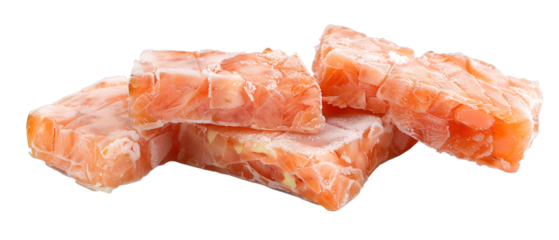 frozen meat cubes isolated on a transparent background