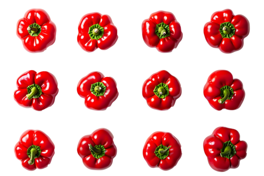 red capsicum isolated on a transparent background