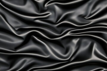 Fototapeta premium Elegant black fabric with smooth, flowing texture and subtle sheen, perfect for backgrounds or fashion themes.