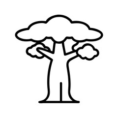 baobab tree icon, baobab tree line art - simple line art of baobab tree, perfect for baobab tree logos and icons and themed design