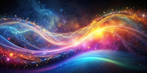 Fototapeta premium Cosmic Waves of Light and Stardust An Abstract Celestial Landscape