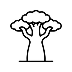 baobab tree icon, baobab tree line art - simple line art of baobab tree, perfect for baobab tree logos and icons and themed design