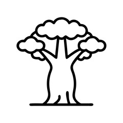 baobab tree icon, baobab tree line art - simple line art of baobab tree, perfect for baobab tree logos and icons and themed design