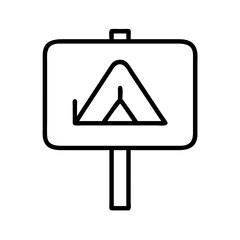campground sign icon, campground sign line art - simple line art of campground sign, perfect for campground sign logos and icons and themed design