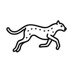cheetah running icon, cheetah running line art - simple line art of cheetah running, perfect for cheetah running logos and icons and themed design