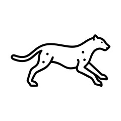 cheetah running icon, cheetah running line art - simple line art of cheetah running, perfect for cheetah running logos and icons and themed design