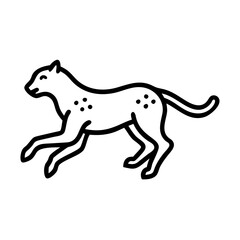 cheetah running icon, cheetah running line art - simple line art of cheetah running, perfect for cheetah running logos and icons and themed design