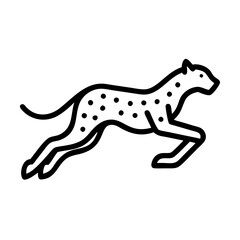 cheetah running icon, cheetah running line art - simple line art of cheetah running, perfect for cheetah running logos and icons and themed design