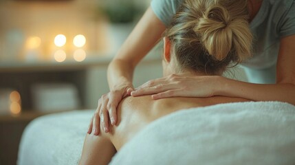 Obraz premium A massage therapist adjusting the position of a client on a table, professional touch, hands on adjustments