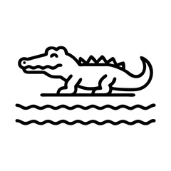 crocodile by water icon, crocodile by water line art - simple line art of crocodile by water, perfect for crocodile by water logos and icons and themed design