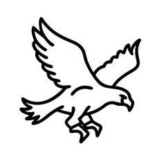 eagle soaring icon, eagle soaring line art - simple line art of eagle soaring, perfect for eagle soaring logos and icons and themed design