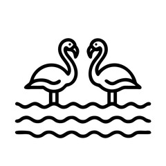 flamingos in lake icon, flamingos in lake line art - simple line art of flamingos in lake, perfect for flamingos in lake logos and icons and themed design