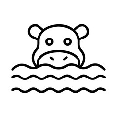 hippo in river icon, hippo in river line art - simple line art of hippo in river, perfect for hippo in river logos and icons and themed design