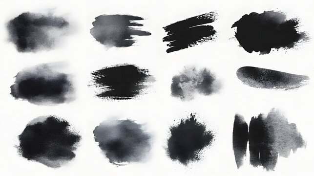 Abstract Black Ink Wash Paint Splatter Collection