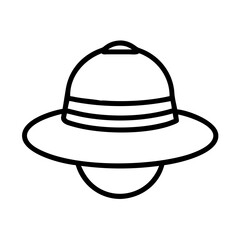safari hat icon, safari hat line art - simple line art of safari hat, perfect for safari hat logos and icons and themed design