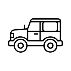 safari jeep silhouette icon, safari jeep silhouette line art - simple line art of safari jeep silhouette, perfect for safari jeep silhouette logos and icons and themed design