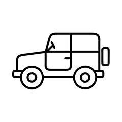 safari jeep silhouette icon, safari jeep silhouette line art - simple line art of safari jeep silhouette, perfect for safari jeep silhouette logos and icons and themed design