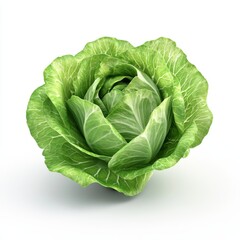 Obraz premium Fresh 3D Render of a Lush Green Lettuce Head Icon on White Background