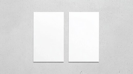 Fototapeta premium Minimalist blank papers on a concrete background, ideal for mockups, presentations, and graphic design projects.