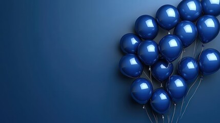 dark blue balloons on a gradient blue background, providing a sense of depth and sophistication