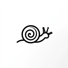Snail crawling on white background, nature illustration, kids book