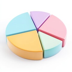 Obraz premium Colorful Pie Chart Segments on a White Background for Business Use
