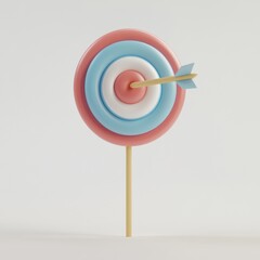 Colorful Target with Arrow on Stick for Conceptual Illustrations