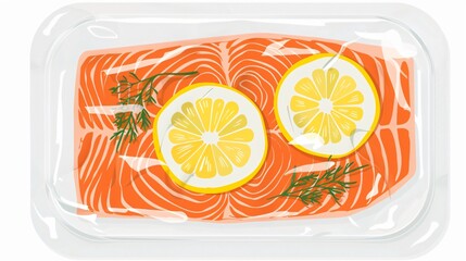 Fresh Salmon with Lemon in Vacuum Pack on White Background - Professional Food Photography