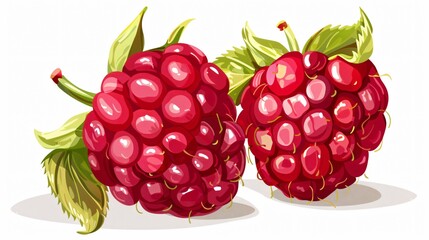 Fresh Ripe Raspberries Isolated on White Background for Graphic Design Projects