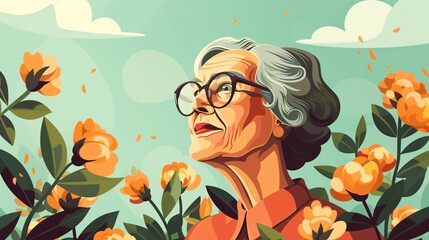 Retirement Money Planning for Women Vector Illustration