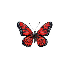 Obraz premium Crimson Wings: A vibrant watercolor painting depicts a captivating butterfly with rich crimson wings, showcasing intricate patterns and delicate details.