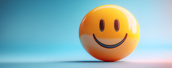 Bright and friendly smiley face icon with a subtle gradient finish, in a high-resolution vector format on a cool-toned background