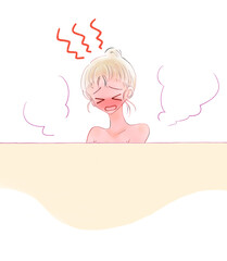 お風呂に入る女性　熱い