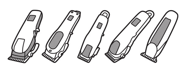 five black and white line art vector images hair clipper