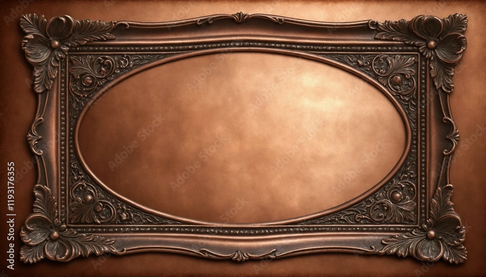 Wall mural Vintage embossed copper background with ornamental frames