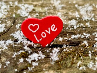 Fototapeta premium red heart in snowflakes