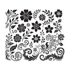 Collection of spring botanical silhouettes perfect for design projects.