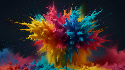 Rainbow Multicolored Explosion A Magical Vivid Powder Splash Creating a Vibrant Colorful Background