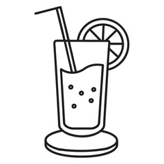 Drinking glass outline drawing coloring book pages for kids summer concept