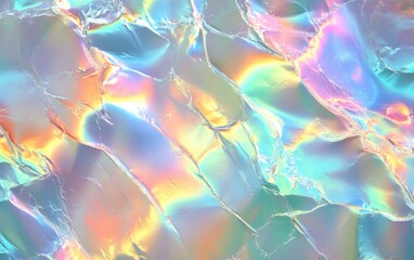Fototapeta premium Vibrant holographic texture with soft waves and color shifts, perfect for backgrounds or creative design projects.