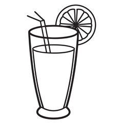 Drinking glass outline drawing coloring book pages for kids summer concept