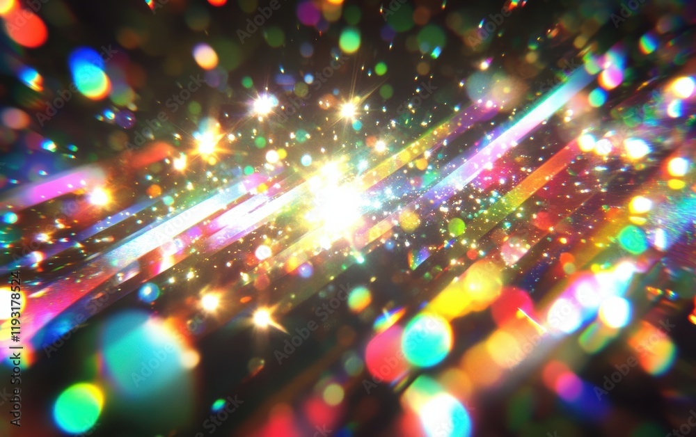 Poster a vibrant abstract background featuring colorful streaks of light and shimmering particles in a dyna