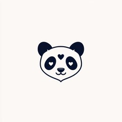 Obraz premium Cute panda head, hearts eyes, white background, Valentine's Day card design