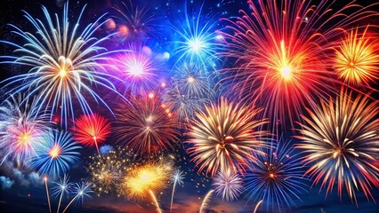 Naklejka premium 4th of July Fireworks Display: Festive Background with Copy Space for Text